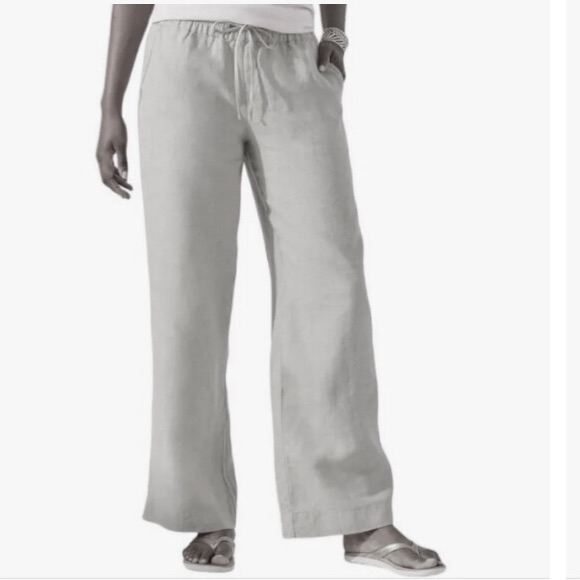 Tommy Bahama Two Palms Metallic Stripe Drawstring Pants Grey Relaxed Fit Size 4